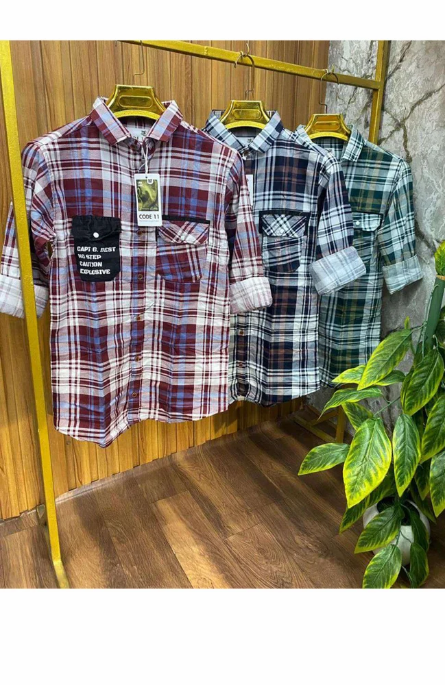 Men Check Double Pocket  RFD Premium Fabric Shirt