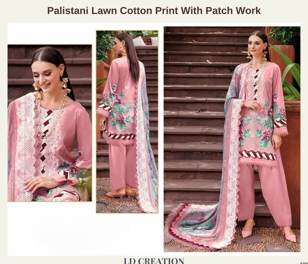Pakistani Lawn Cotton Print With Patch Work