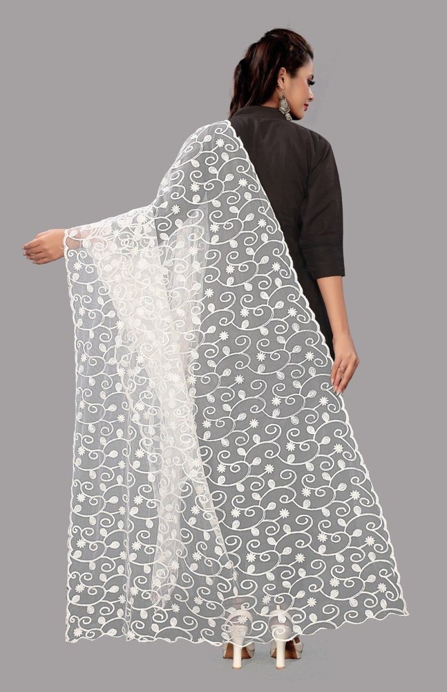 BBC Aari Work Dyeable Net Dupatta