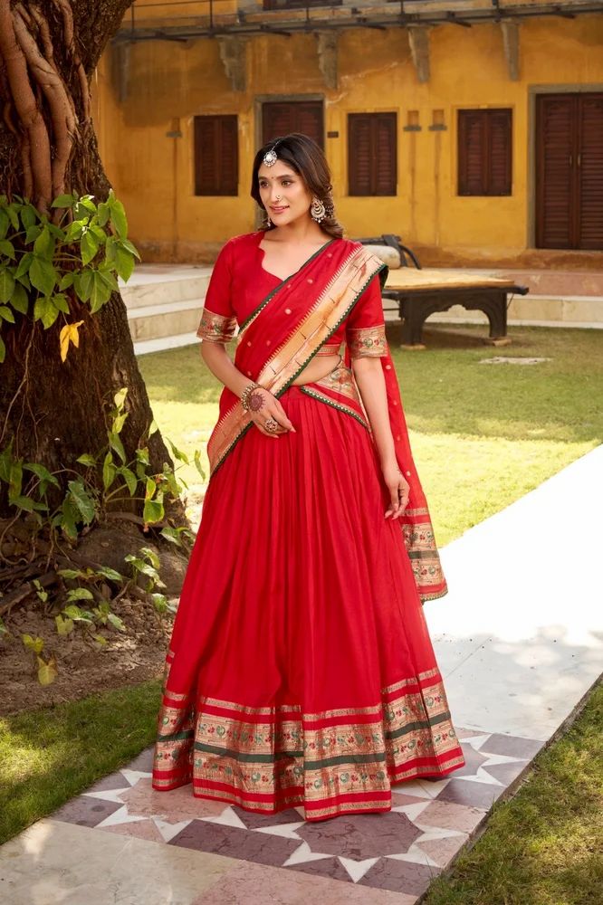 TRENDY CULTURE'S Pure Chanderi Zari Weave Lehenga Choli