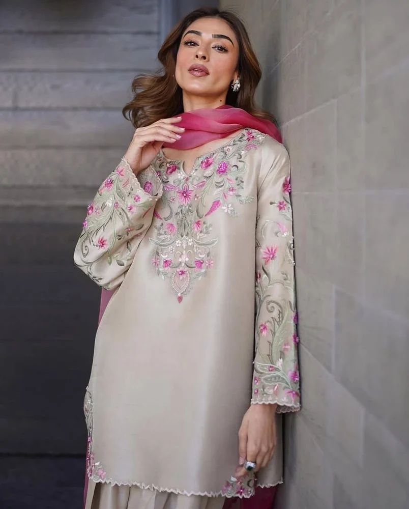 beautiful designer Embroidery work suit salwar dupatta set