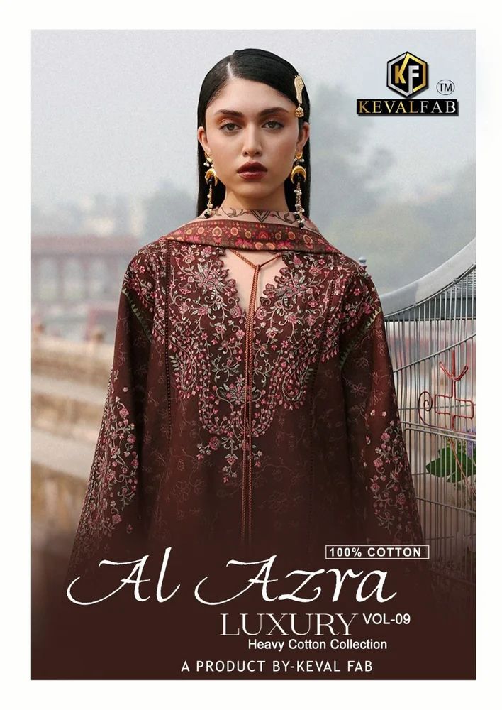 KEVAL FAB Al AZARA VOL 9 HEAVY COTTON PRINTED DRESS MATERIAL