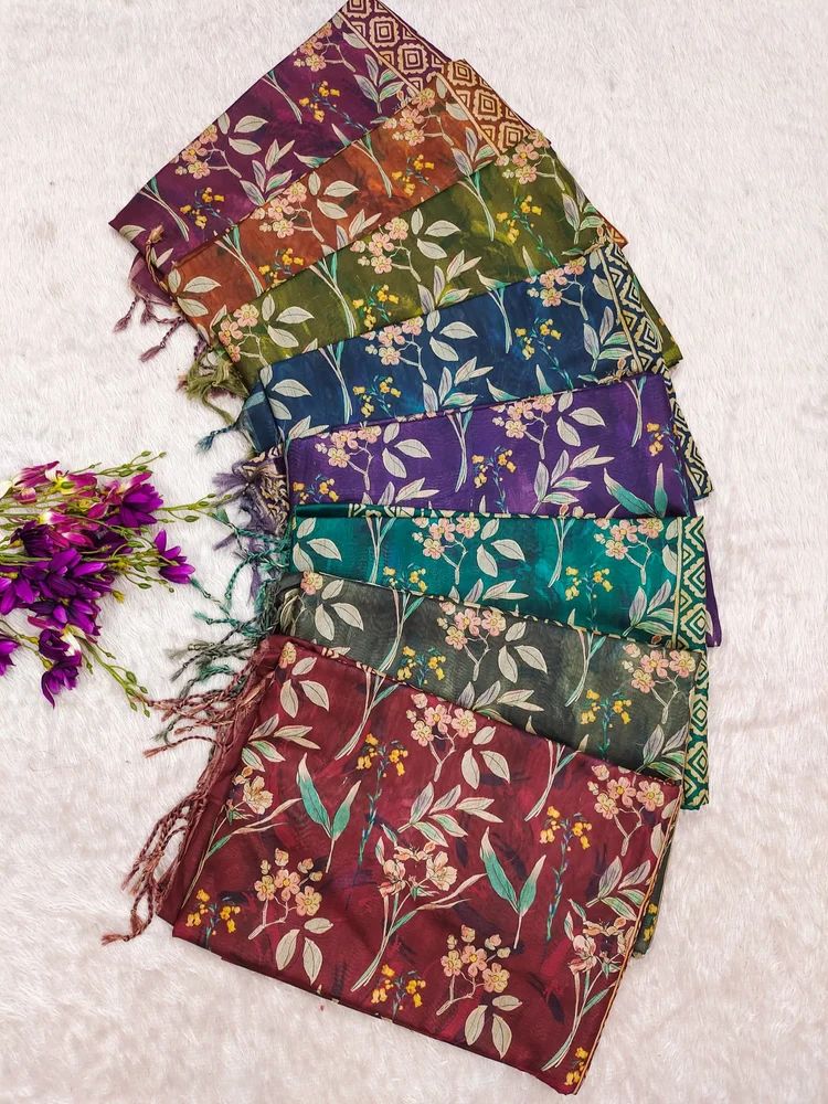 Pure Tussar Silk Handblock Pichwai Floral Saree