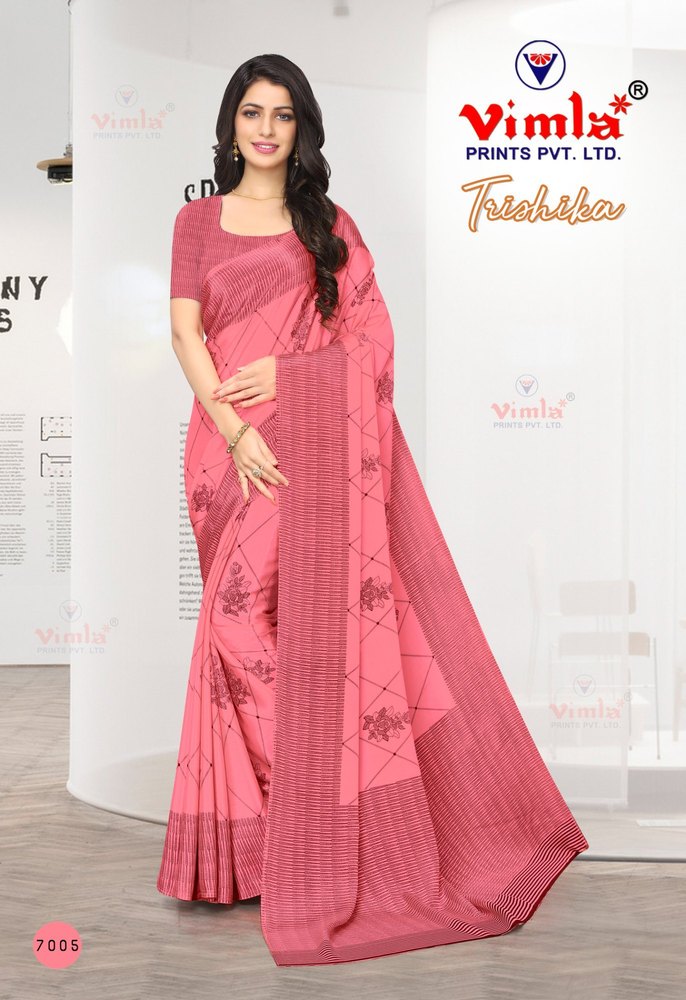 Trishika Uniform Saree Comfortable Fit For Receptionists