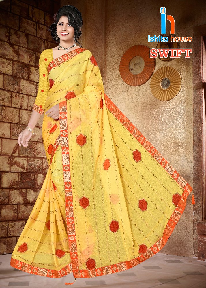 Ishita House Party Wear Swift Print Saree, 6.3 m (with blouse piece)