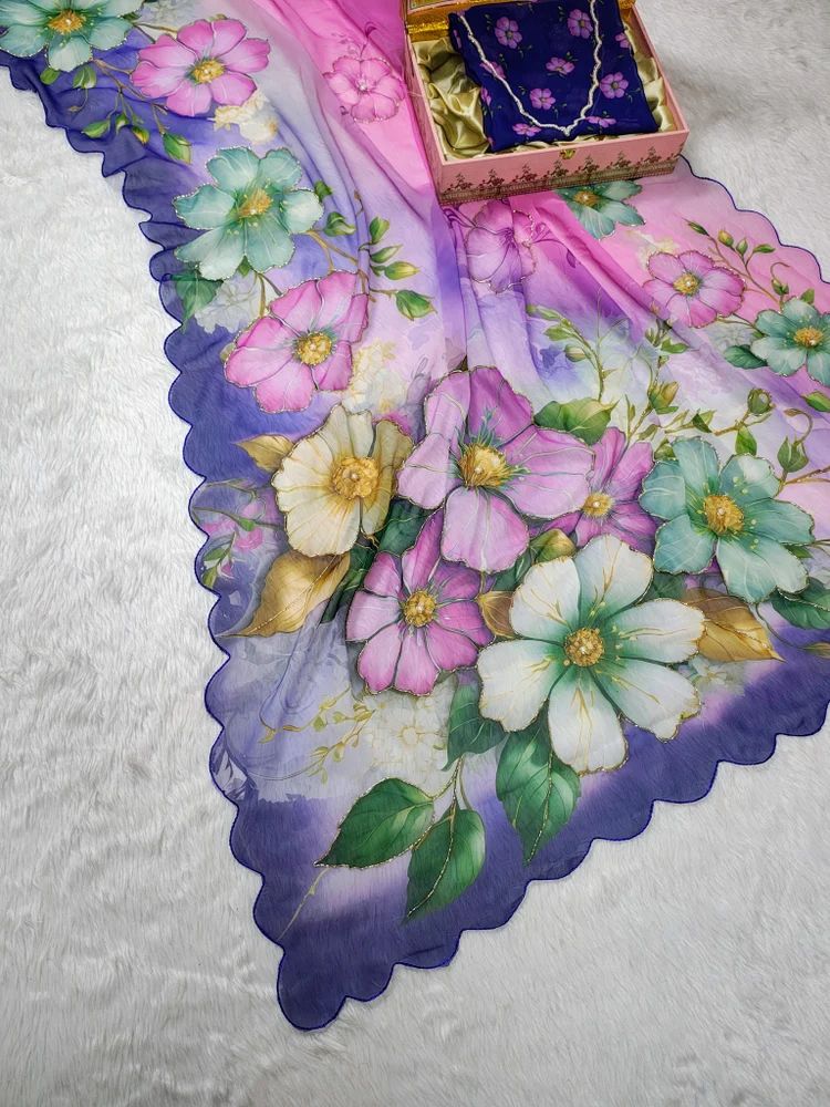 Georgetter Hand Work Saree