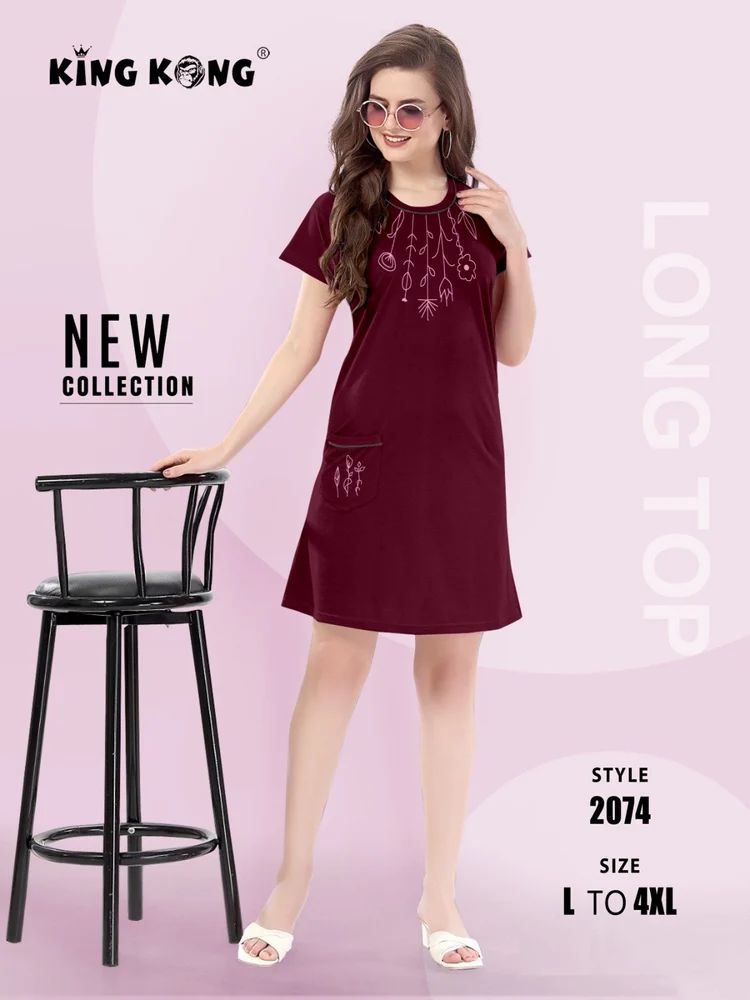 Women Cotton Printed Roundneck Regular Fit Half Sleeve Polo Long T-Shirt For Women (L to 4XL)