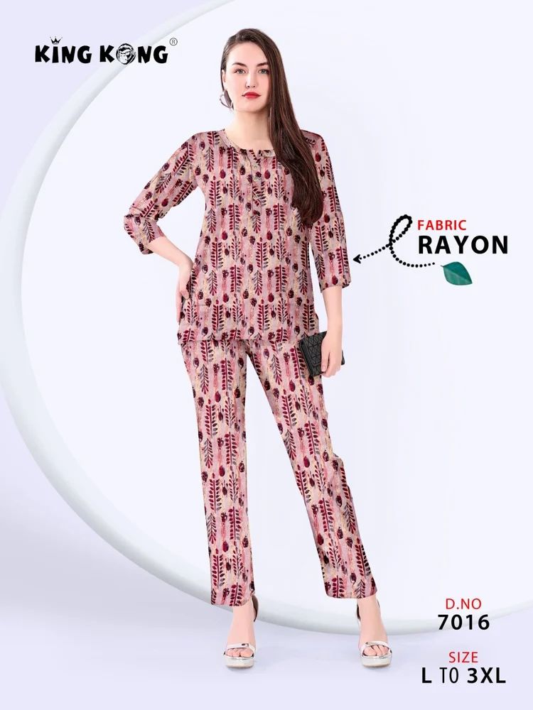 Stylish Vibes: Printed Rayon Co Ords Sets in Sizes L to 3X