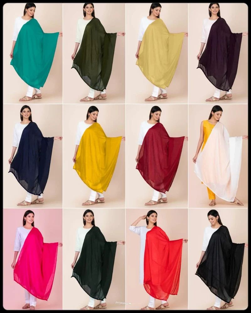 Pure cotton with Pom Pom border dupatta