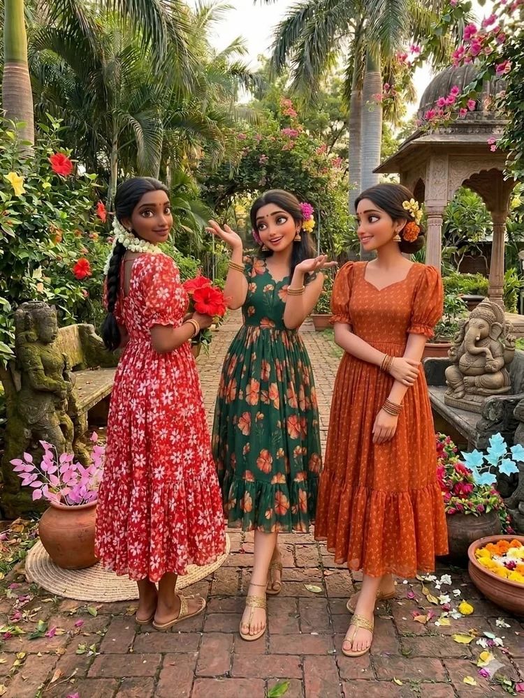 Beautifully Pure Chanderi Floral Print frock Gown