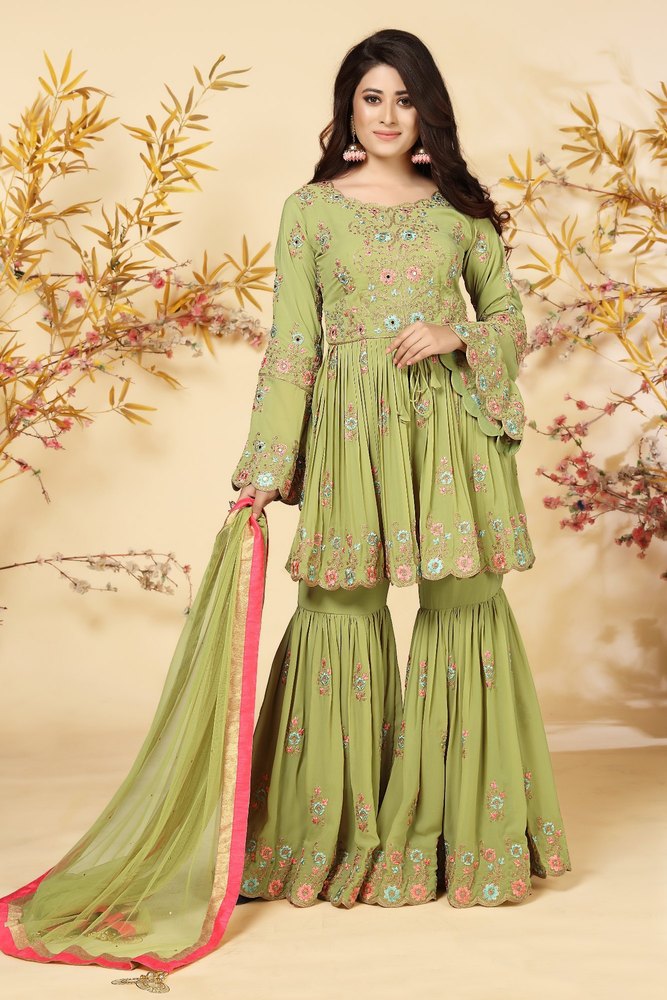 Ladies Green Designer Gharara