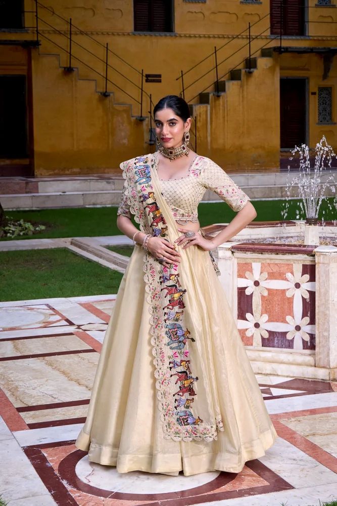 Sequins and Thread Embroidery Work lehenga with blouse and dupatta