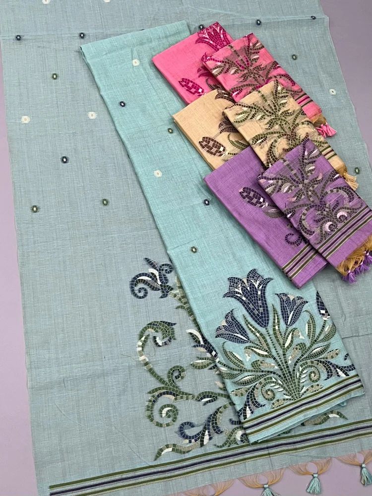 MUGA COTTON UNSTICHED SUIT