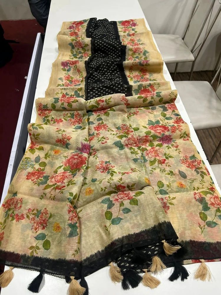 Linen Digital Print Sarees