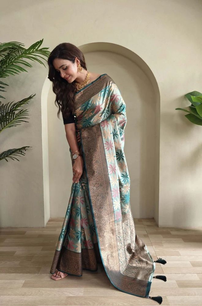 PURE KANCHI SILK EMBOSS WEAVING DESIGN SAREE AT WHOLESALE PRICE