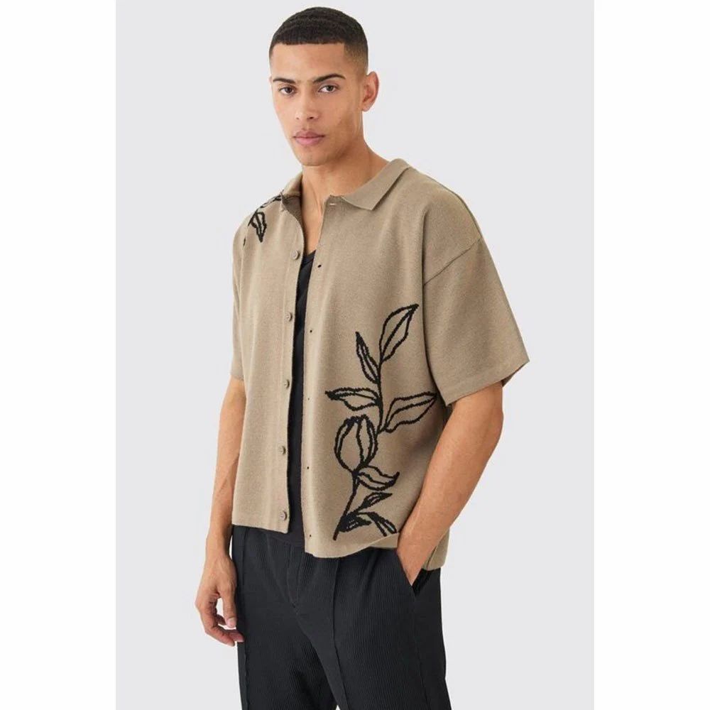 Men Poly Cotton Embroidery Shirt, Half Sleeve, Fabric GSM: 140 GSM