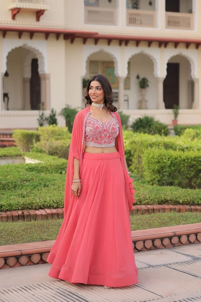 TRENDY CULTURE'S Georgette lehenga choli and shrug