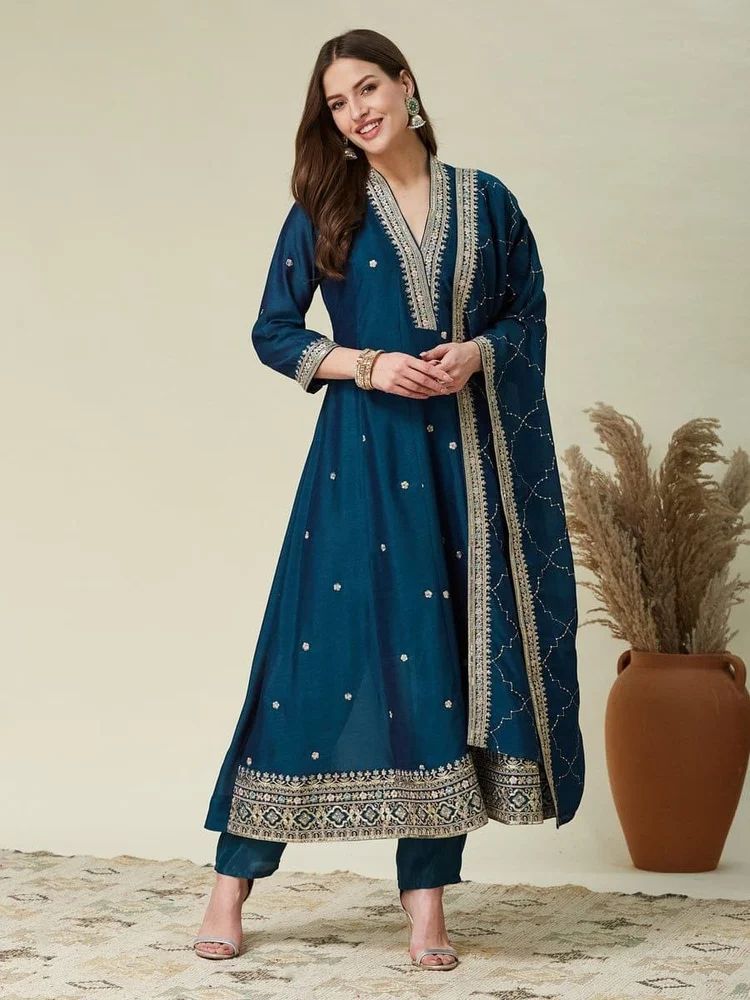 Gown Pant Dupatta Set