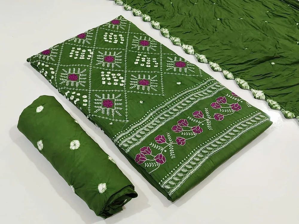 Cotton Bandhani Dress Material