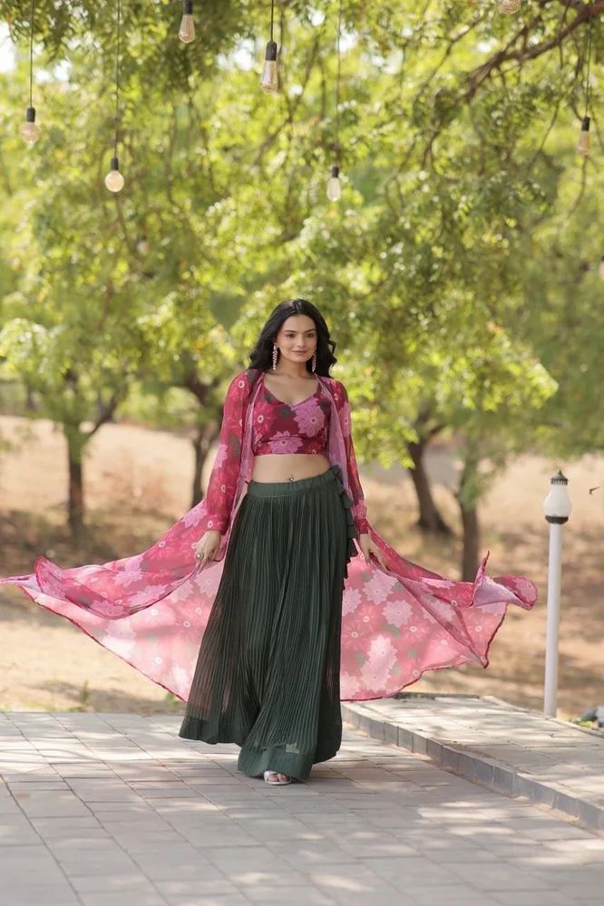 Mohini7107 New Faux Georgette With Crush Pleating Lehenga Choli Below 1500