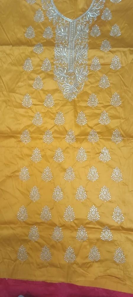 Embroidery Job Work Yellow Cotton Jam Suit