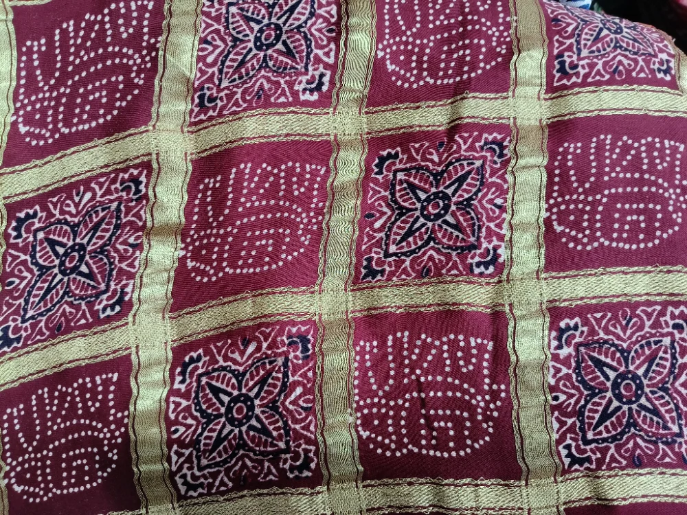 Viscose Printed Ajrakh Saree