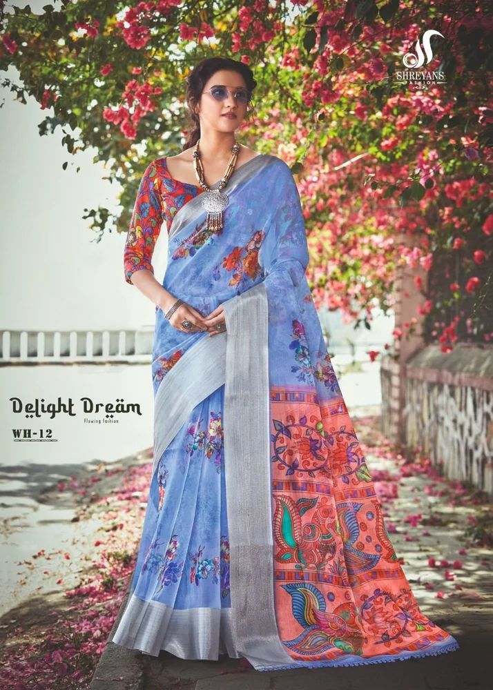 ORGANZA DIGITAL PRINTED MIRROR WORK SAREE AT WHOLESALE PRICE