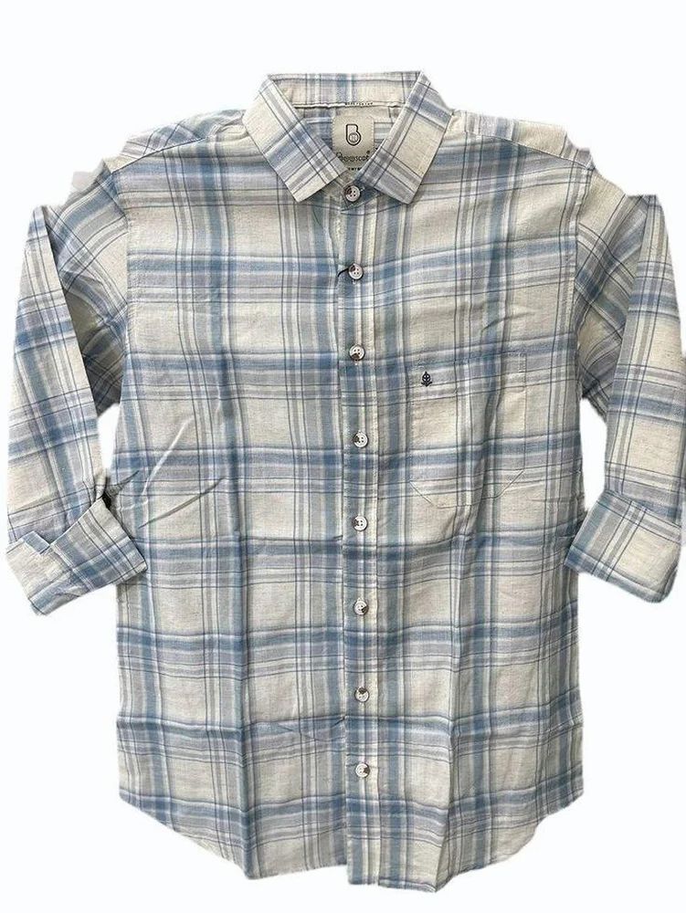 Checks Men Poly Cotton Checked Regular Shirt, Fabric GSM: 140 GSM