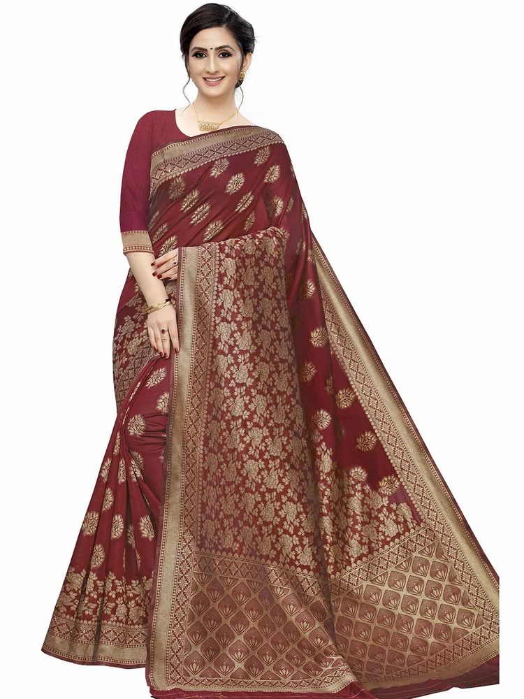 Cotton Silk Saree with Golden Zari Border