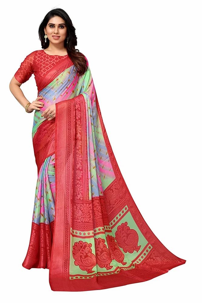 Toned Tie&Dye With Motifs Printed Soft Chiffon Brasso Saree