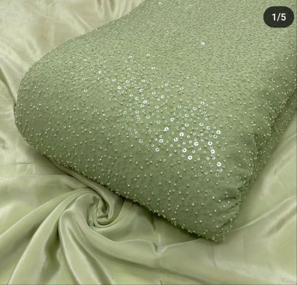 Embroidered Beaded Net Fabric