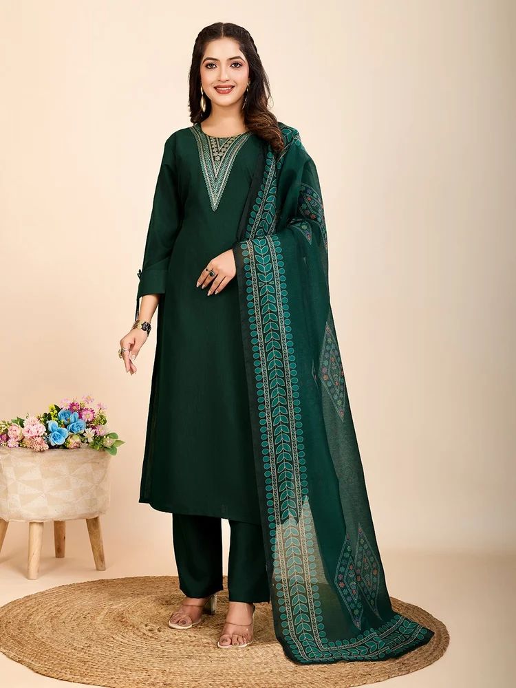 Cotton Kurti Pant Dupatta Set