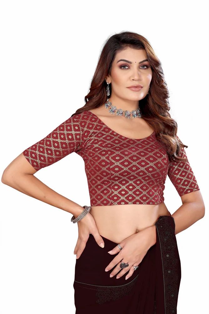 Foil Print Strechable Blouse
