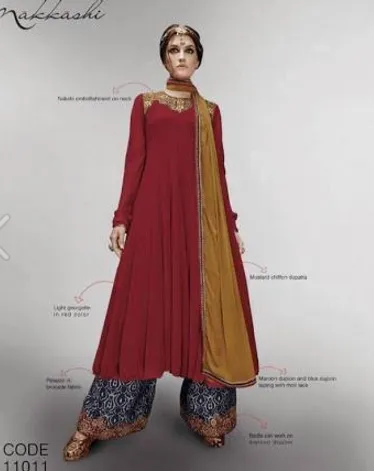 Printed Crape Sleeves D No 11011 Semi Stitched Suits