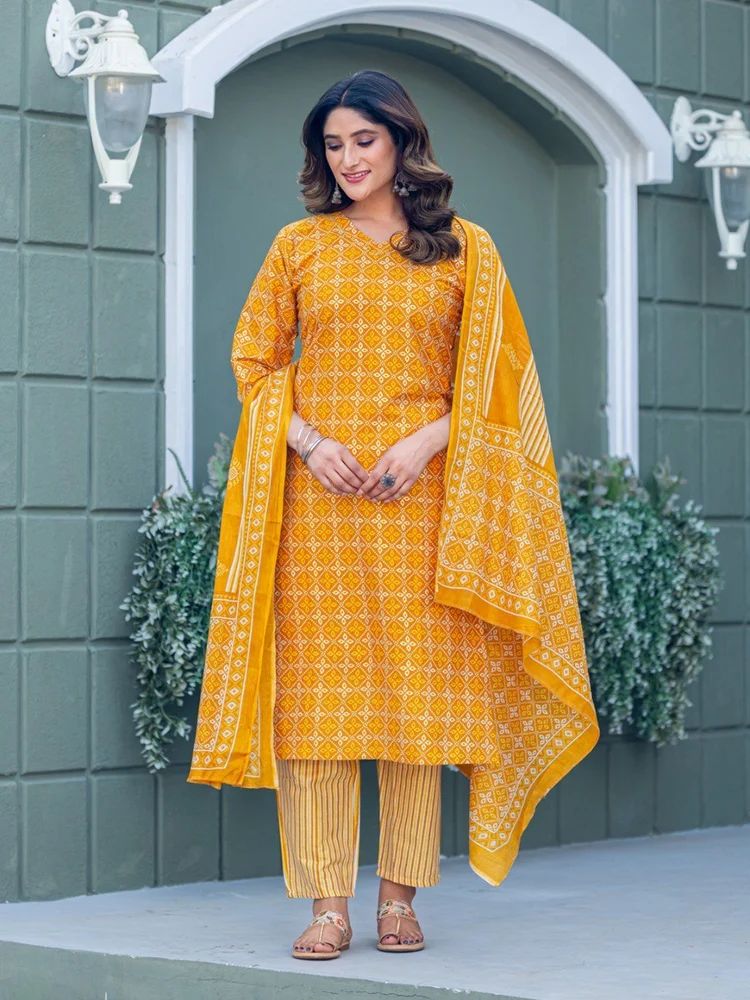 Fully Stitched Cotton Blend Palazzo Suit Set