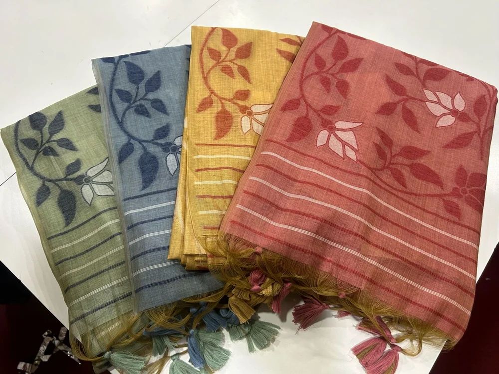 PREMIUM MUGA COTTON SAREE IN JAMDANI DESIGN SAREE