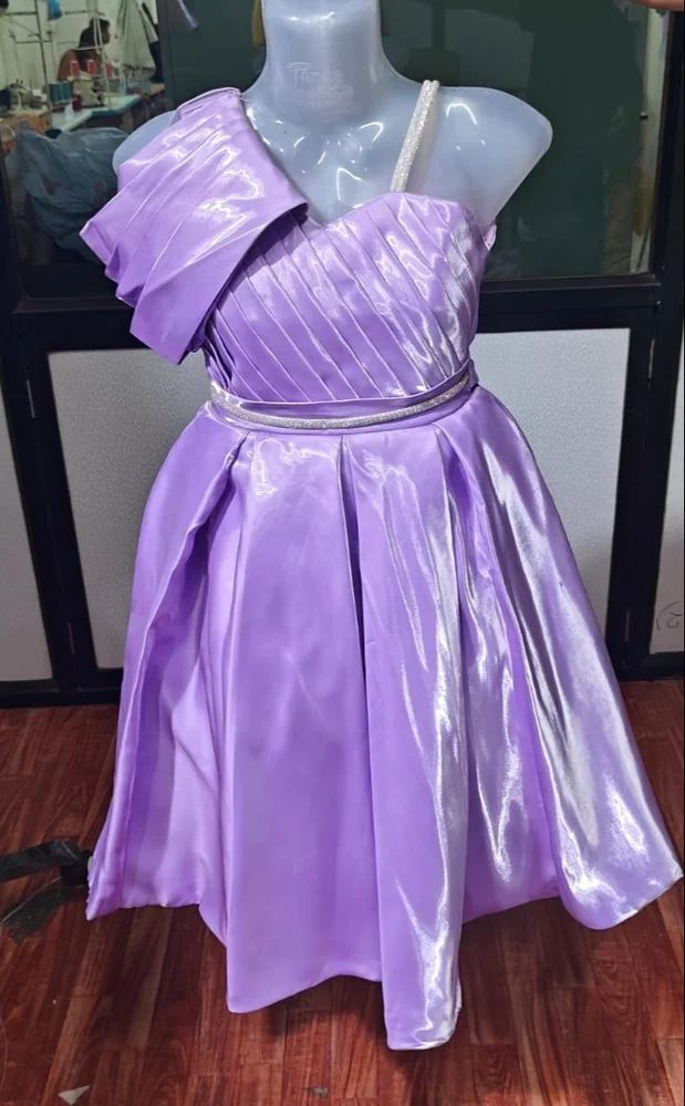 Crystal Satin FP23 Chic One Shoulder Draped Bodice Princess Gown