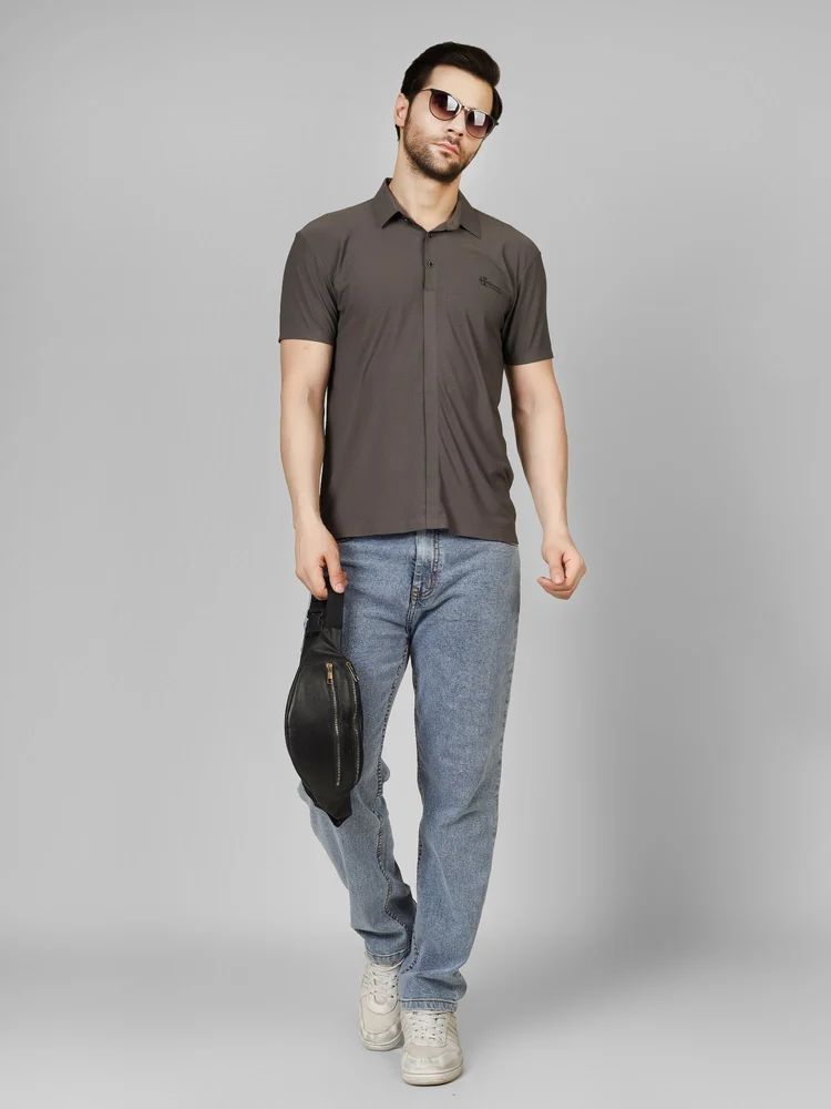 Nylon Charcoal Polo T Shirt