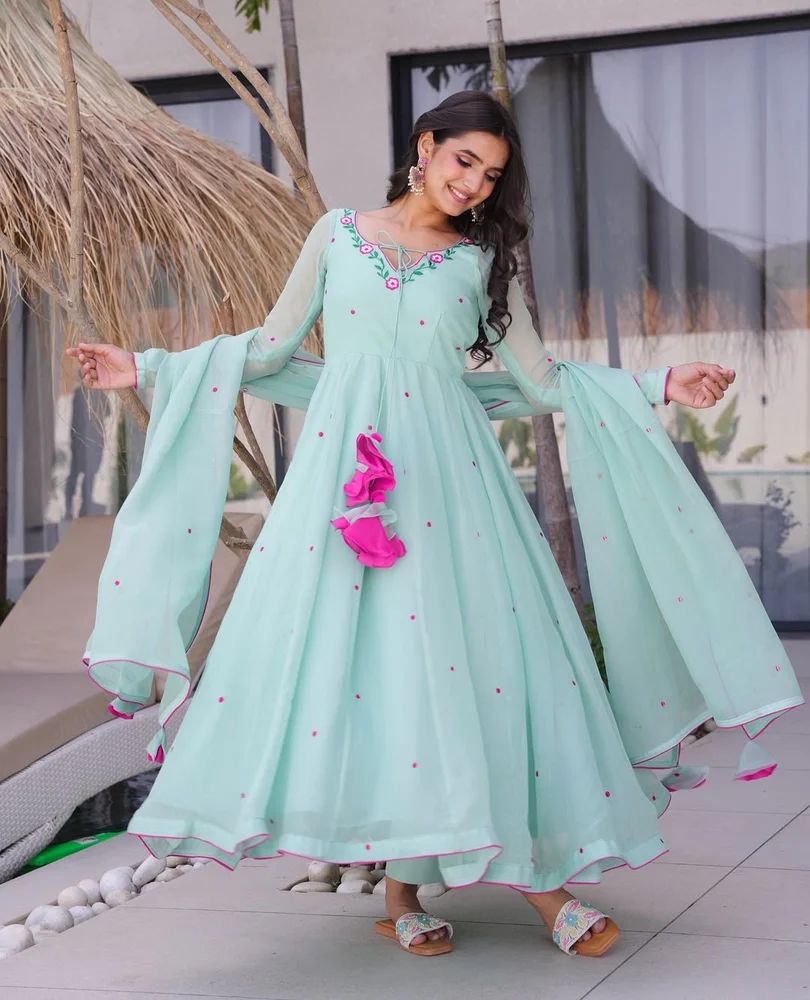 Gown Pant Dupatta Set