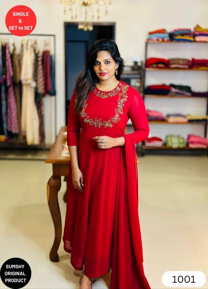 Ladies Designer Georgette Wedding Wear Gown Wholesale