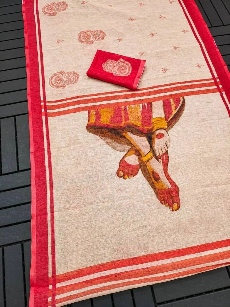 Digital Print Linen Sarees