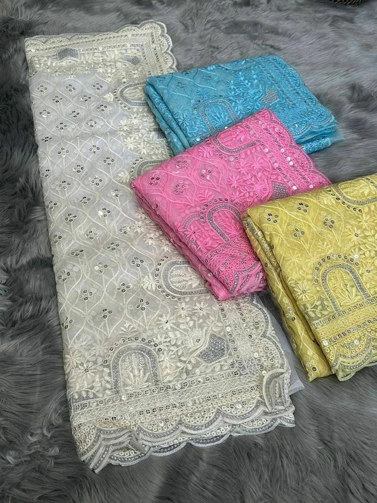TOP BRANDED ORGANZA FABRIC MULTI SEQUENCE WORK SAREE FOR WOMEN AND BRIDE