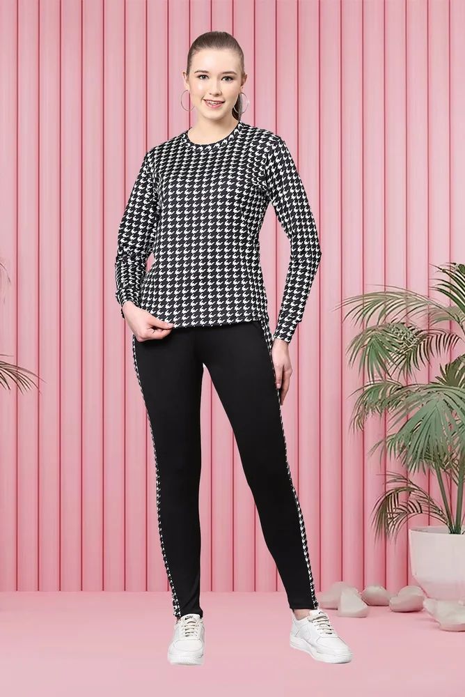 Chess Style Printed Imported Lycra Women Tracksuit