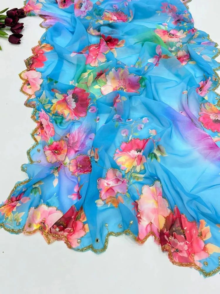 Georgetter Hand Work Saree