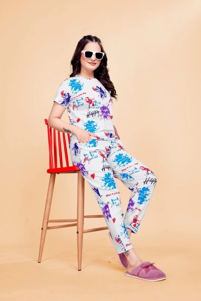 Women Printed Lycra Night Dress