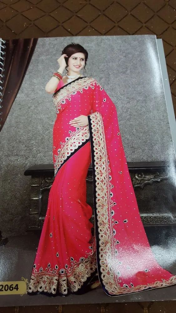 Satin Hand Work Saree