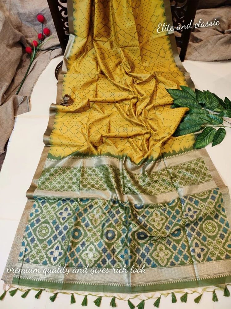 Yellow Rich Pallu Bandahni Saree