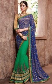 Intricate Green Patch Border Work Trendy Saree