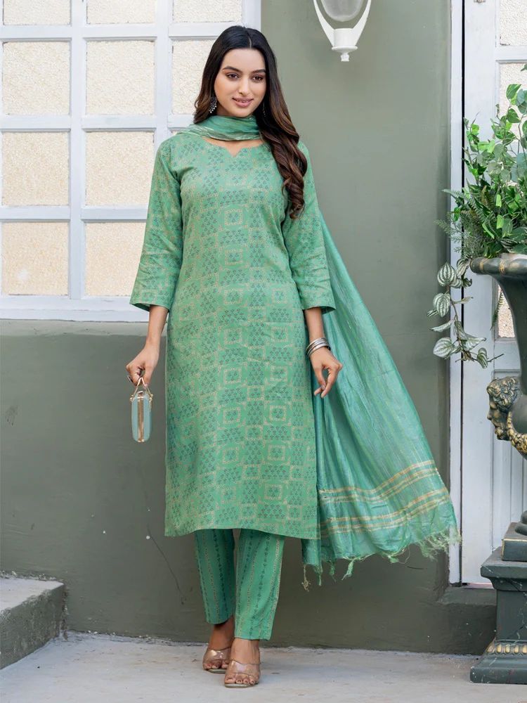 Rayon Kurti-Pant-Dupatta Suit Set