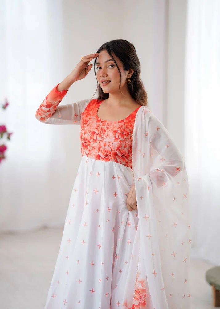 Organza Digital Printed Embroidery Suit Set